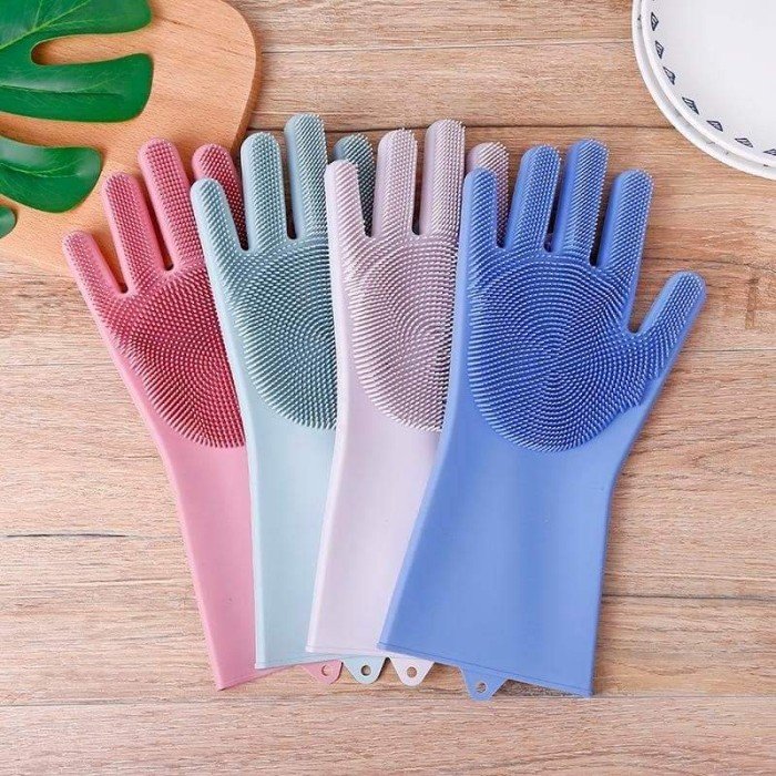 1705048366-hand-gloves-to Kitchen Magic Silicone Dishwashing Gloves with Scrubber - Image 1