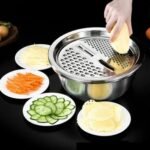 Multifunctional 3-in-1 Stainless Steel Basin – Vegetable Slicer & Strainer Included - Image 2