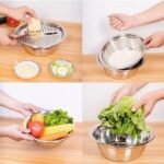 Multifunctional 3-in-1 Stainless Steel Basin – Vegetable Slicer & Strainer Included
