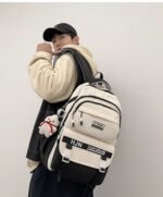 Academy Style School Bag Book Bag Lightweight College Student Backpack(Black and Red) - Image 4