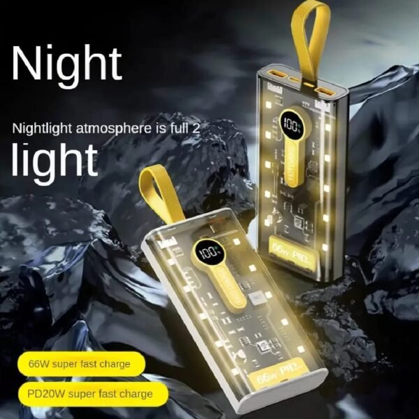 20000 mah Power Bank 22.5W Fast Charging PD Transparent Power bank with Night Light By MMM
