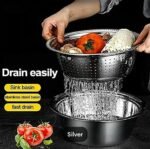 3Pcs Stainless Steel Drain Basket Kitchen Grater Multifunctional Vegetable Cutter Slicer Washing Filter Bowl With Drain Basin - Image 2